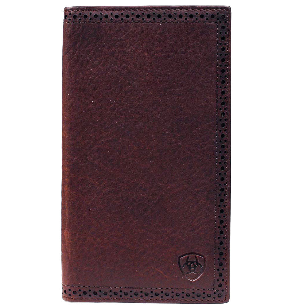 Ariat Perforated Edge Desing Multiple Slot Rodeo Wallet Dark Copper Leather