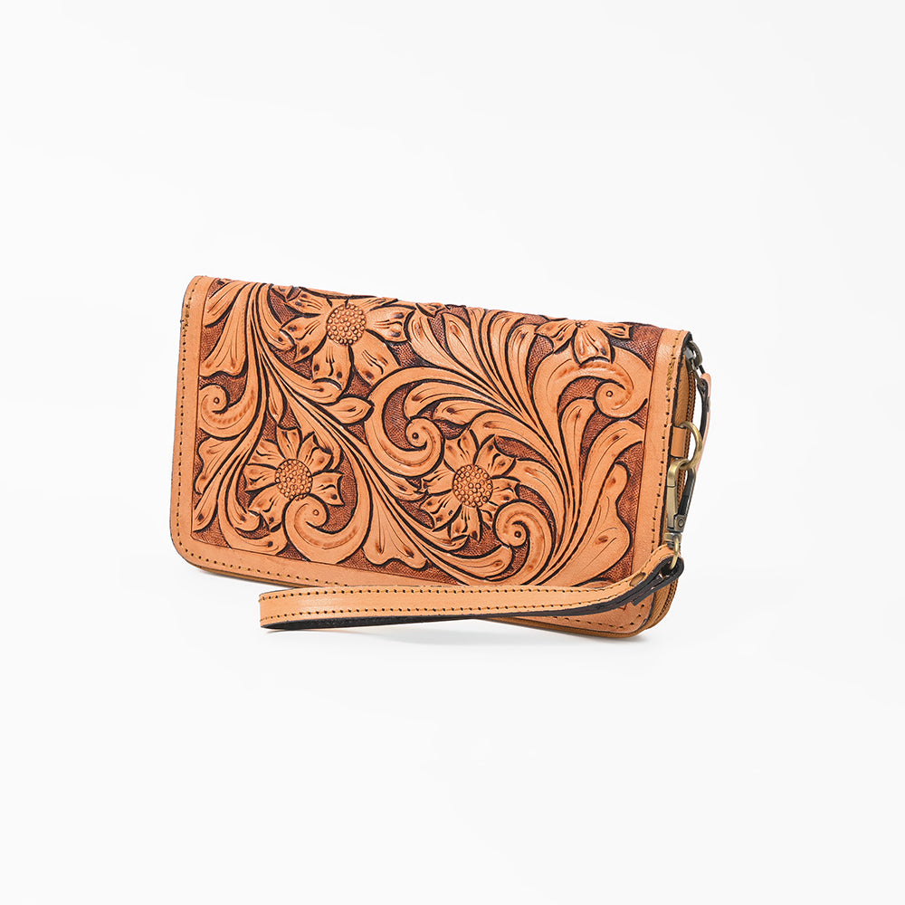 American Darling Clutch Hand Tooled Genuine Leather Western Women Bag Handbag Purse Tan | Purses for Cute