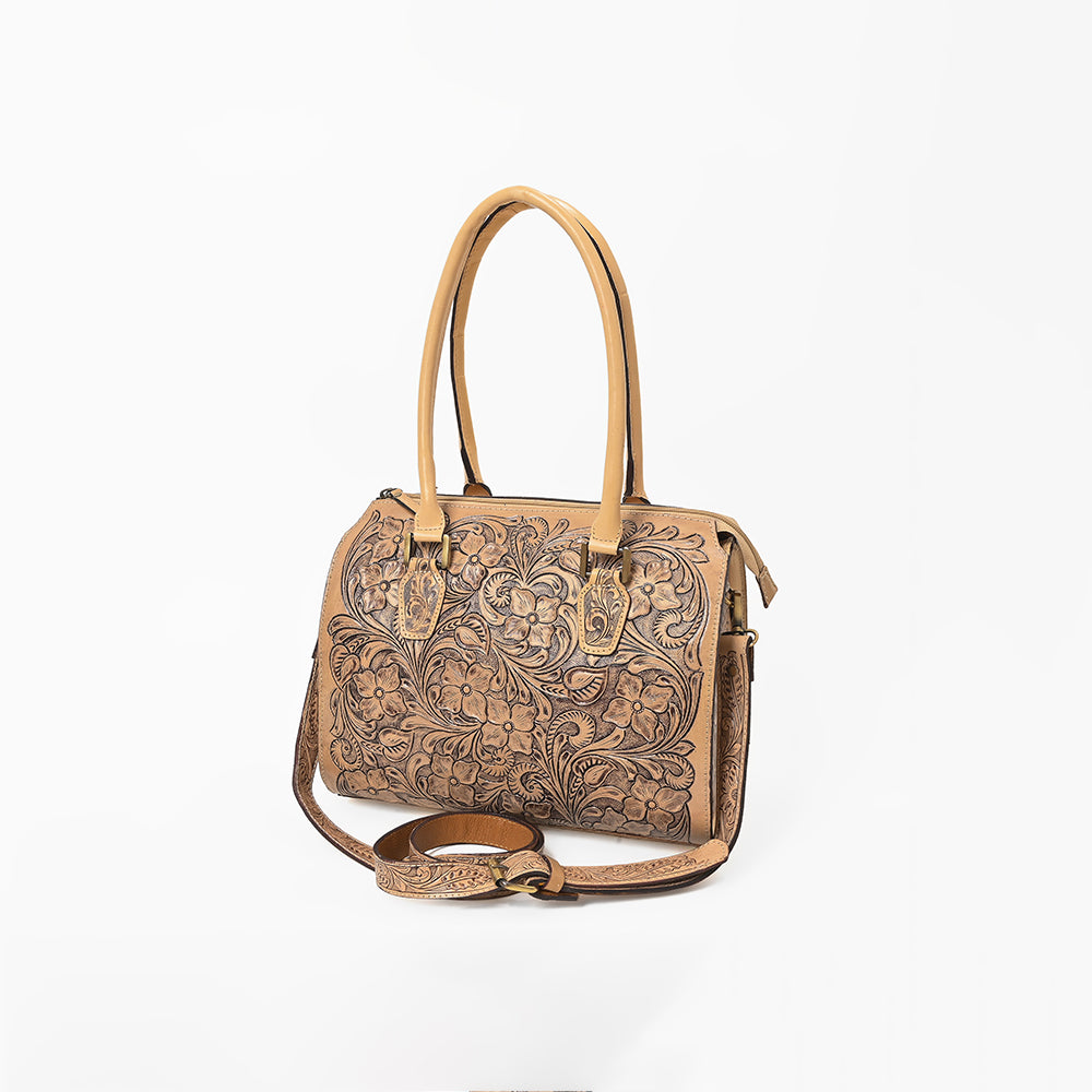American Darling Western Travel Duffel Bag Handcrafted from Hand-Tooled Genuine Leather | Floral Carved & Vegetable Tanned Leather