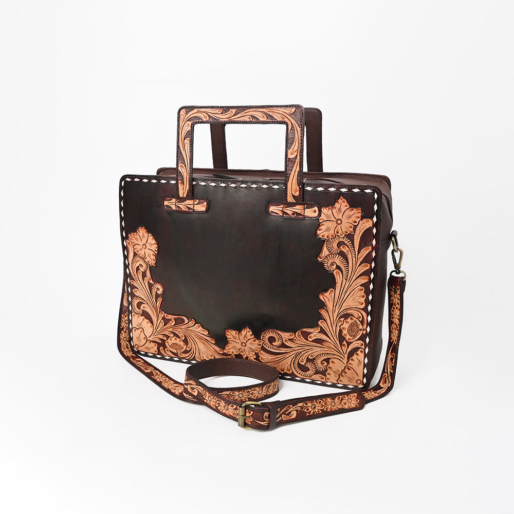 American Darling Hand Tooled Leather Briefcase Work Tote Laptop Satchel