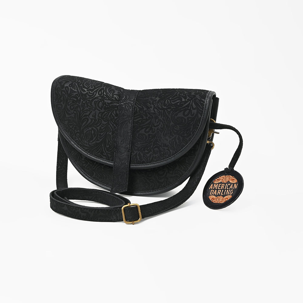 American Darling Women's Genuine Leather  Saddle Crossbody Shoulder Bag