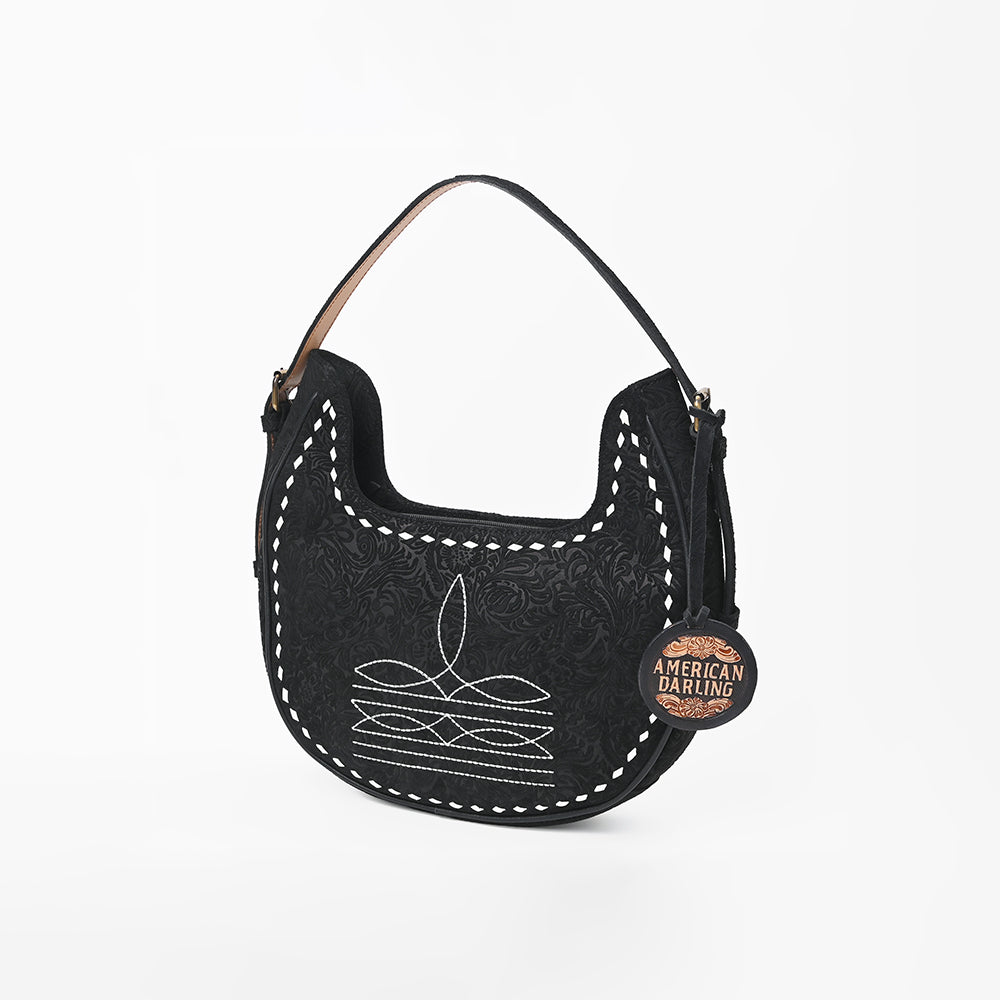 American Darling Women's Genuine Leather Black Embroidered Western  Shoulder Bag