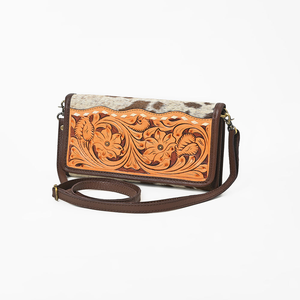 American Darling Western Wallet Bag Hair-On Cowhide Genuine Vegetable Tanned Leather Travel Clutch with YKK Zipper