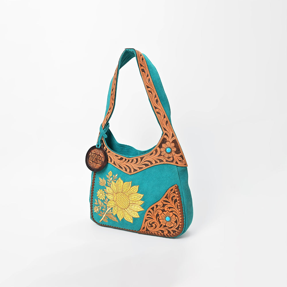 American Darling Luxury Hand-Tooled Leather Crossbody Purse for Women, Cowhide Hair-on Shoulder Bag