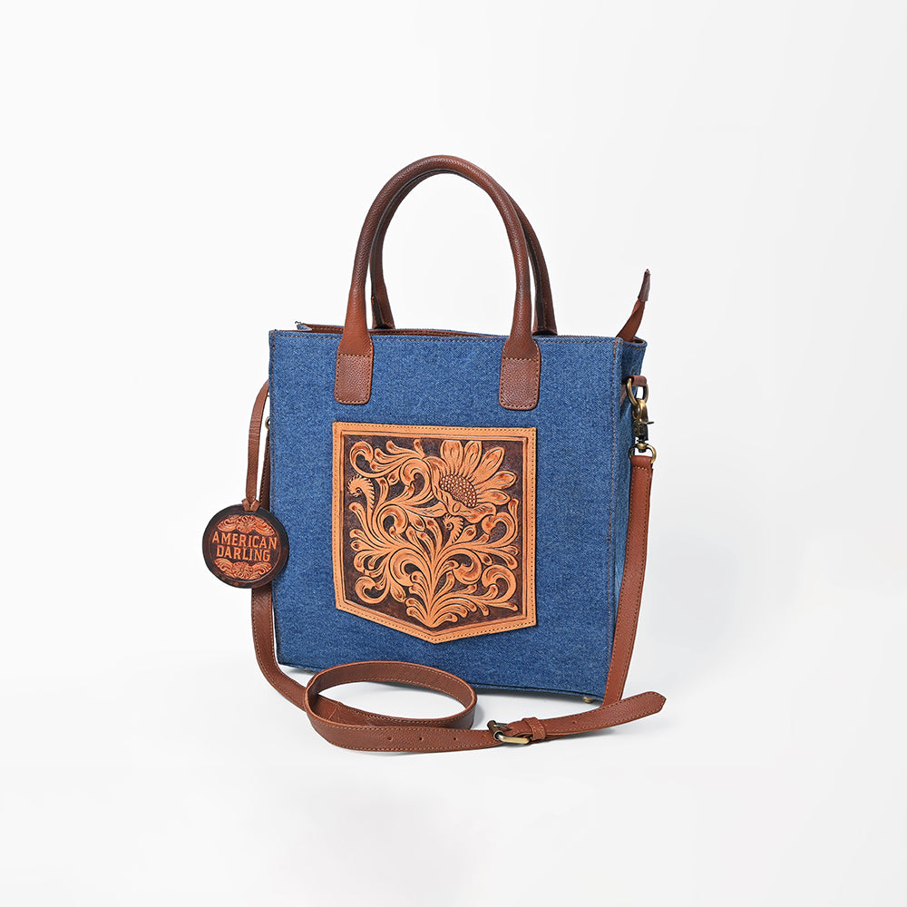 American Darling Luxury Genuine Cowhide Tote Bag for Women, Hand-Tooled Leather Shoulder Bag