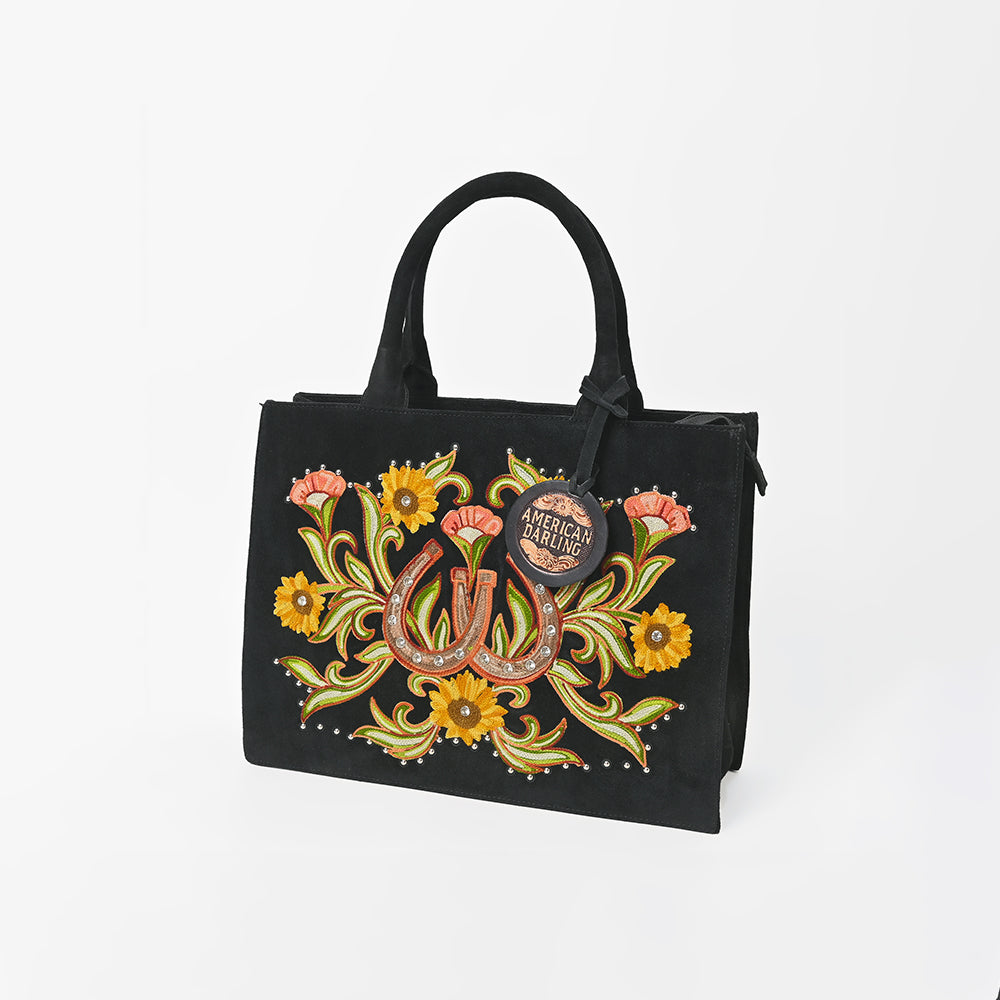 American Darling Embroidered Black Western Tote Handbag