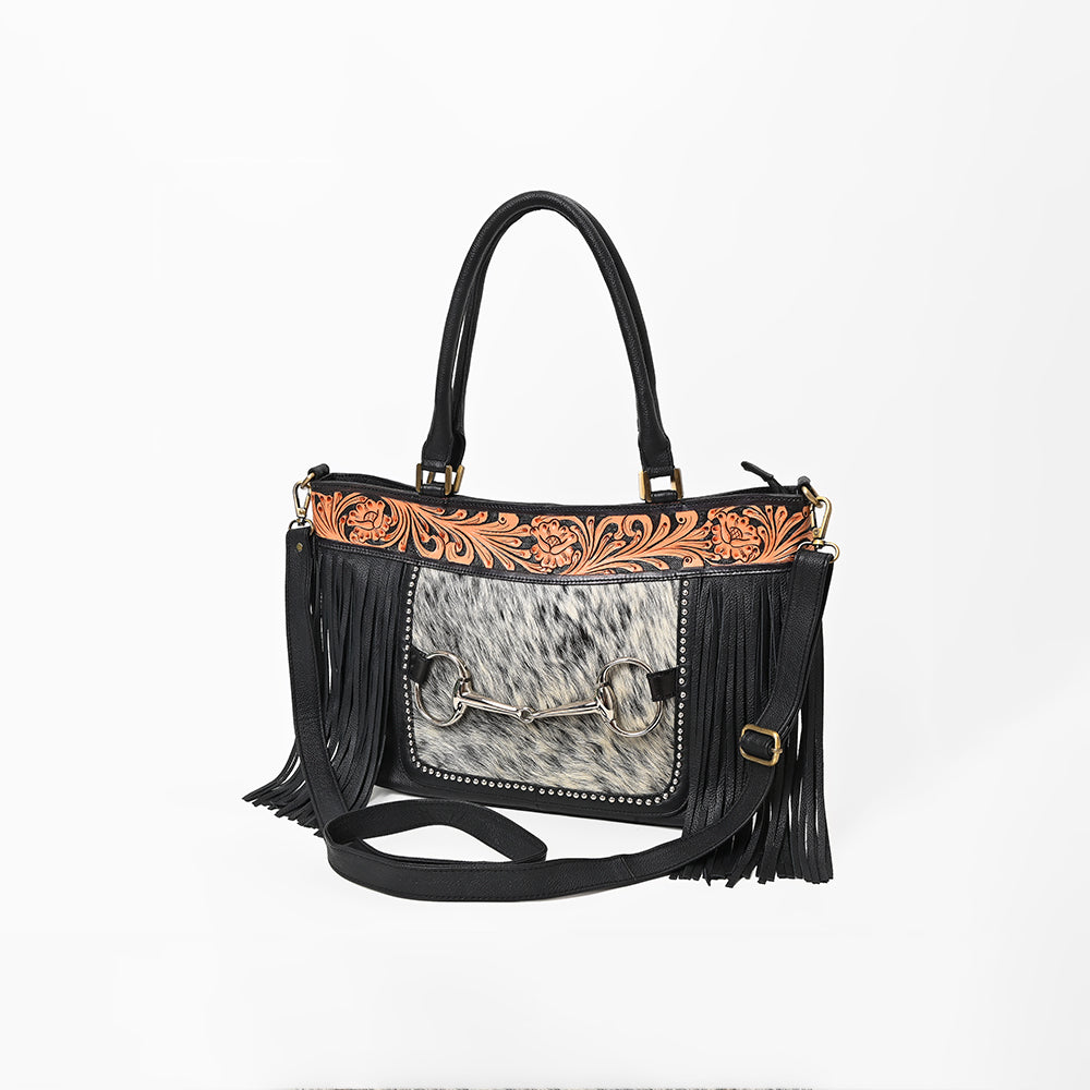 American Darling Western Cowhide Fringe Shoulder Tote Handbag