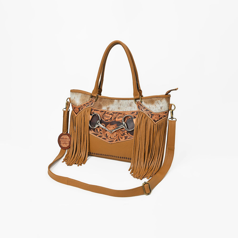 American Darling Western Leather Tote Bag with Hair-On Cowhide