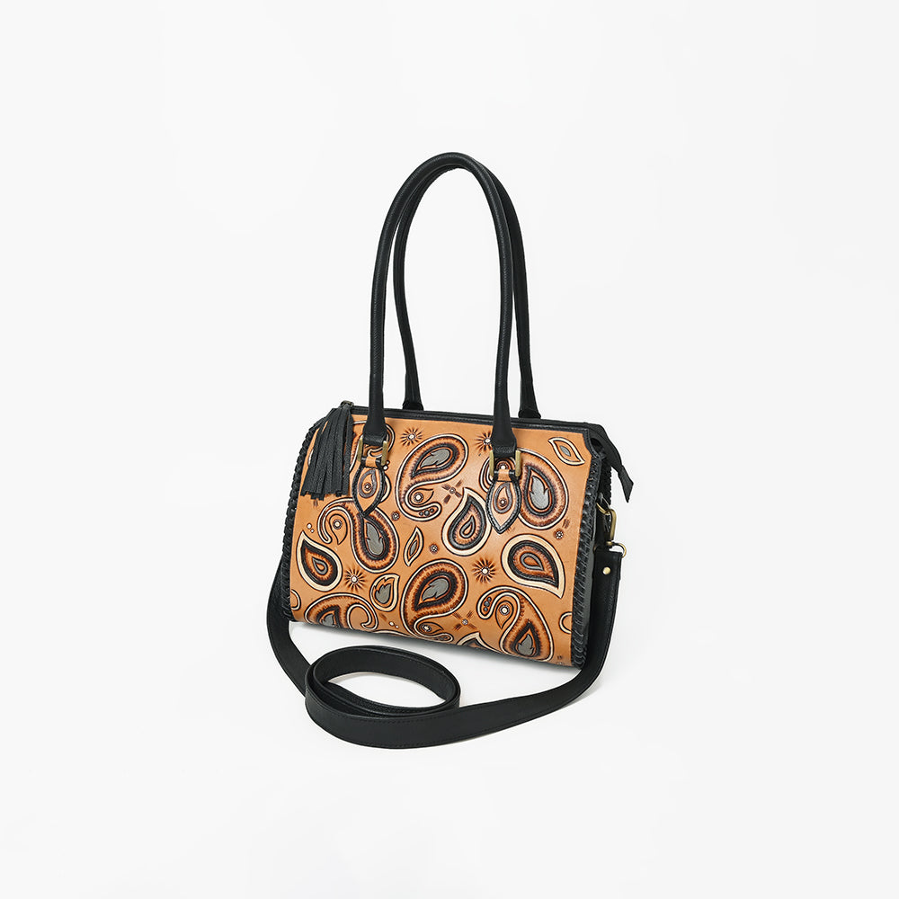 American Darling Western Leather Tote Bag with Paisley Tooled Design
