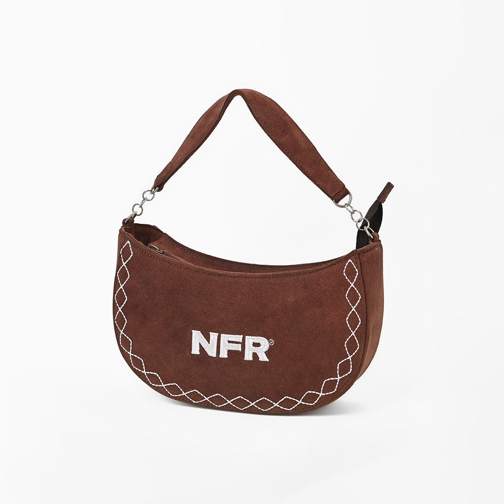 Official PRCA & NFR Licensed Collection® Brown Western Suede Leather Hobo Bag