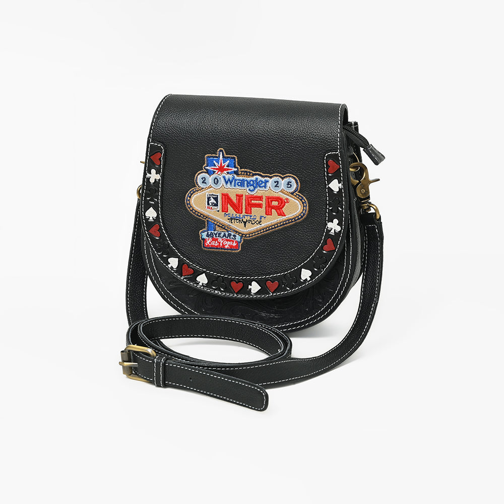 Official PRCA & NFR Licensed Collection® Genuine Leather Playing Card Motif Crossbody Bag