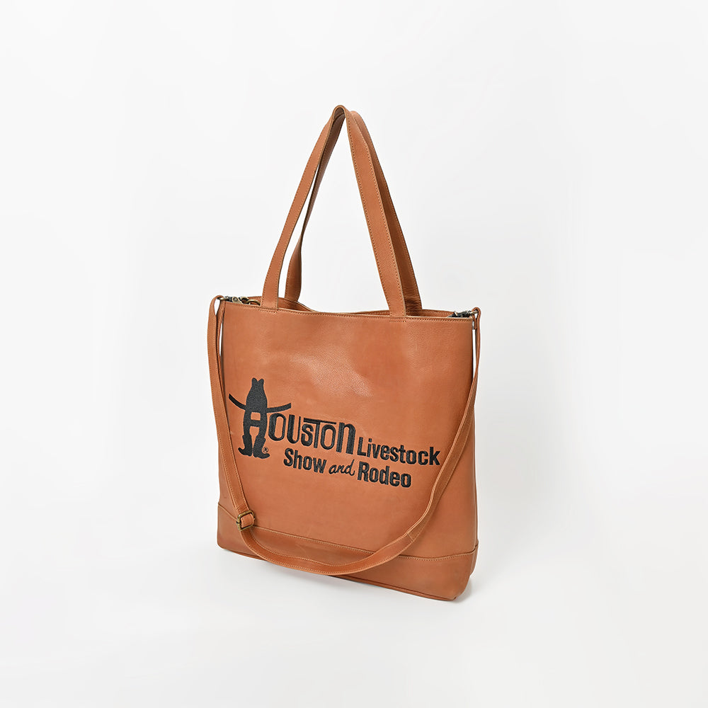 Everyday Rodeo Genuine Leather Black Embroidered Tote Bag | Houston Livestock Show and Rodeo