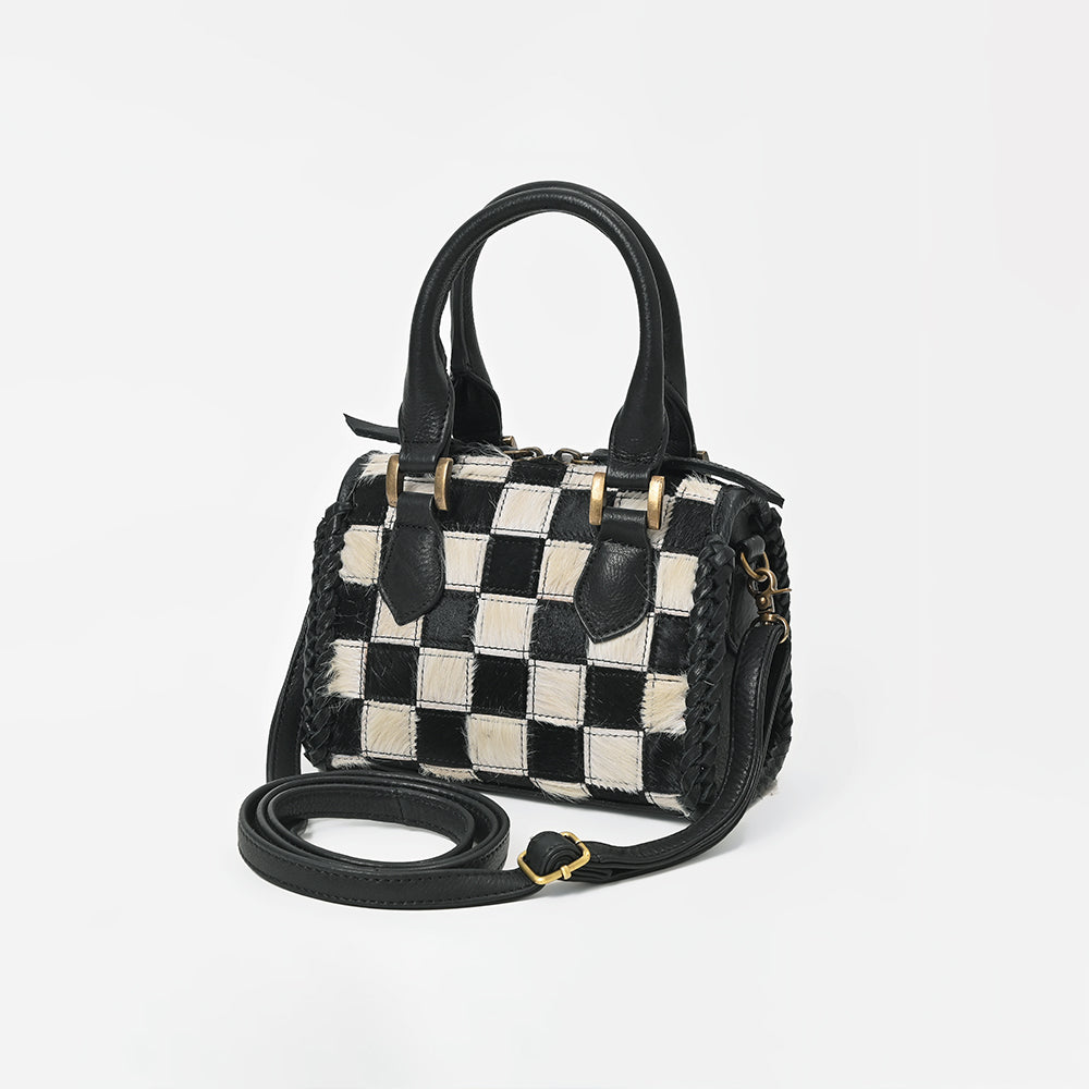 American Darling Hair-On Cowhide Leather Satchel Handbag for Women