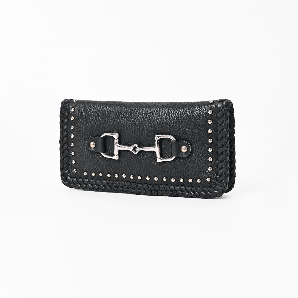 American Darling Black Western Leather Wallet with Horse Bit