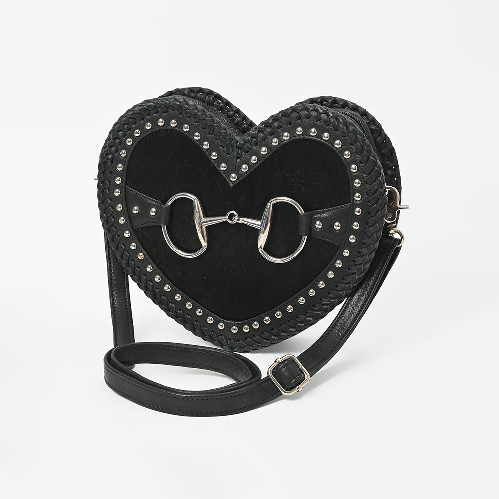 American Darling Women's Western Black Heart-Shaped Crossbody Bag