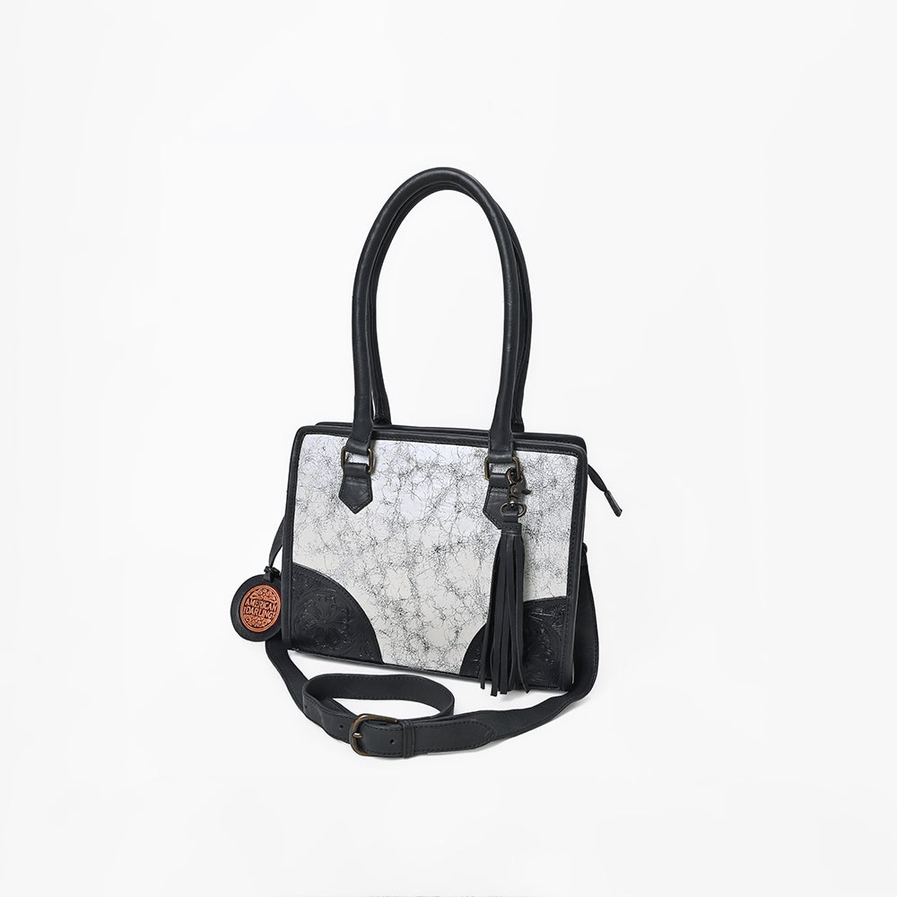 American Darling Silver Metallic Leather Western Tote Bag