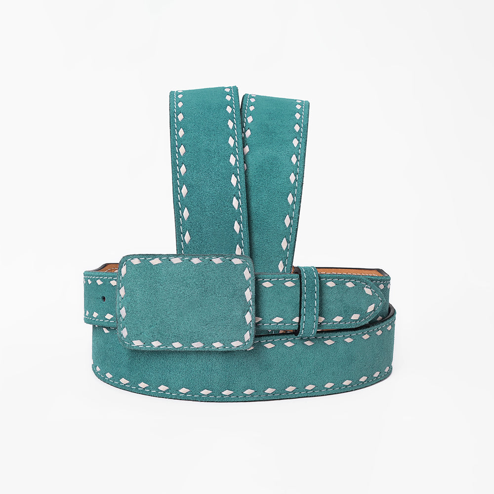 American Darling Western Leather Belt w/ White Stitching
