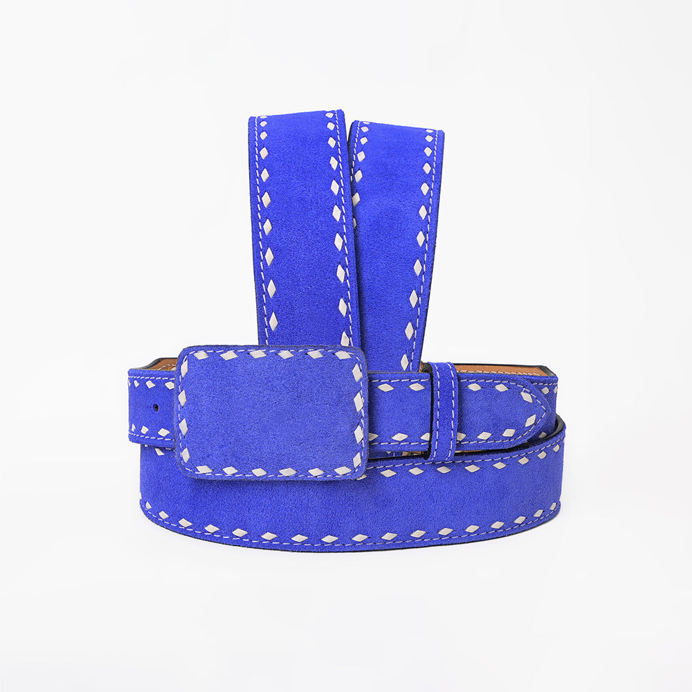 American Darling Western Leather Belt w/ White Stitching
