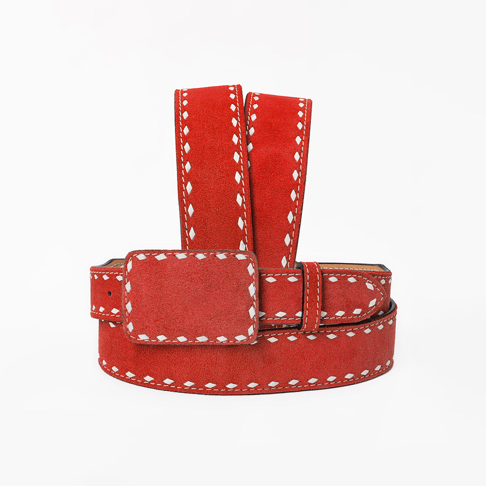 American Darling Western Leather Belt w/ White Stitching