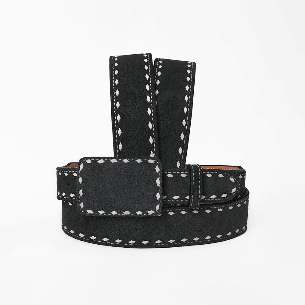 American Darling Western Leather Belt w/ White Stitching