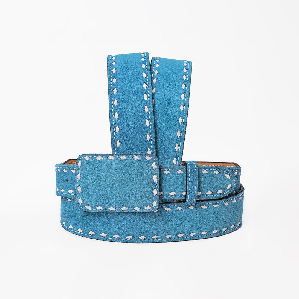American Darling Western Leather Belt w/ White Stitching