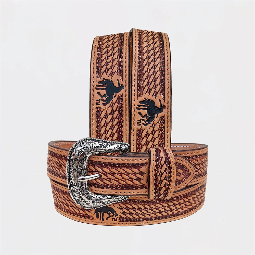 Official PRCA & NFR Licensed Collection® Natural Tan Genuine Leather Belt