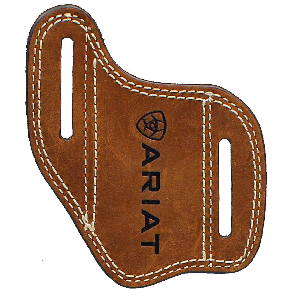 Ariat Knife Sheath Case Leather Embossed Logo Double Stitching Medium Brown