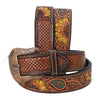 BAR H EQUINE Brown Sunflower Floral Hand Painted Genuine Leather Men & Women Belt Unisex Western