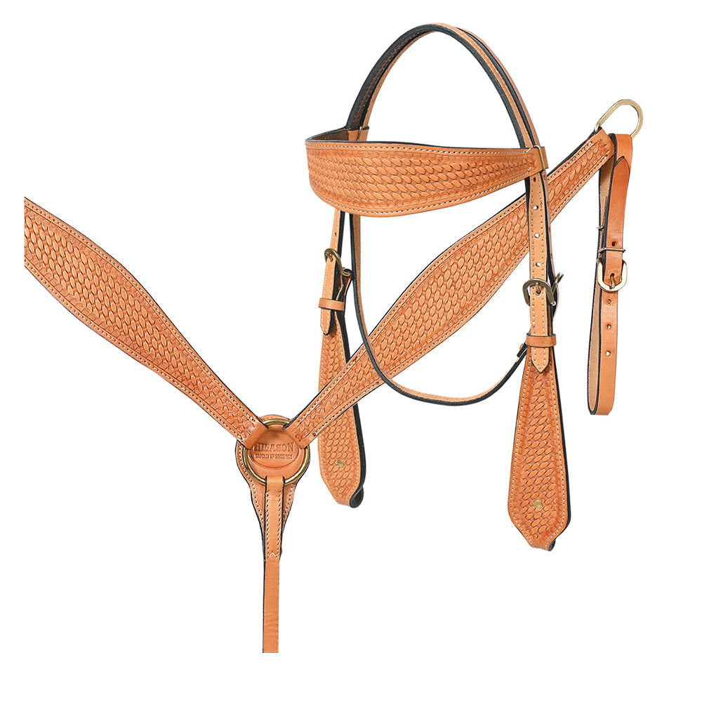 Hilason Western American Leather Horse Breast Collar - Basketweave Tack