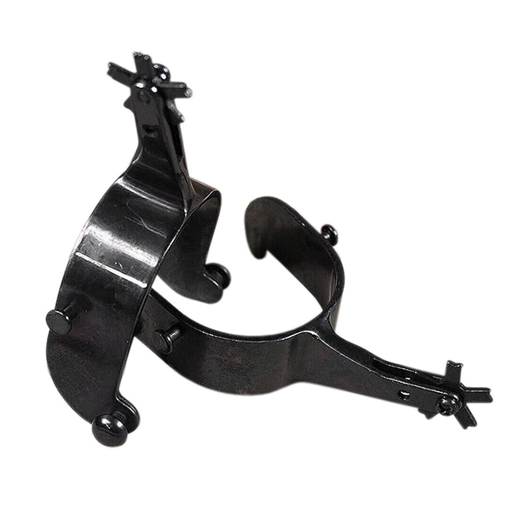 Black Steel Mens Bull Spur 5 Points Rowel Cowboy Rodeo Hilason