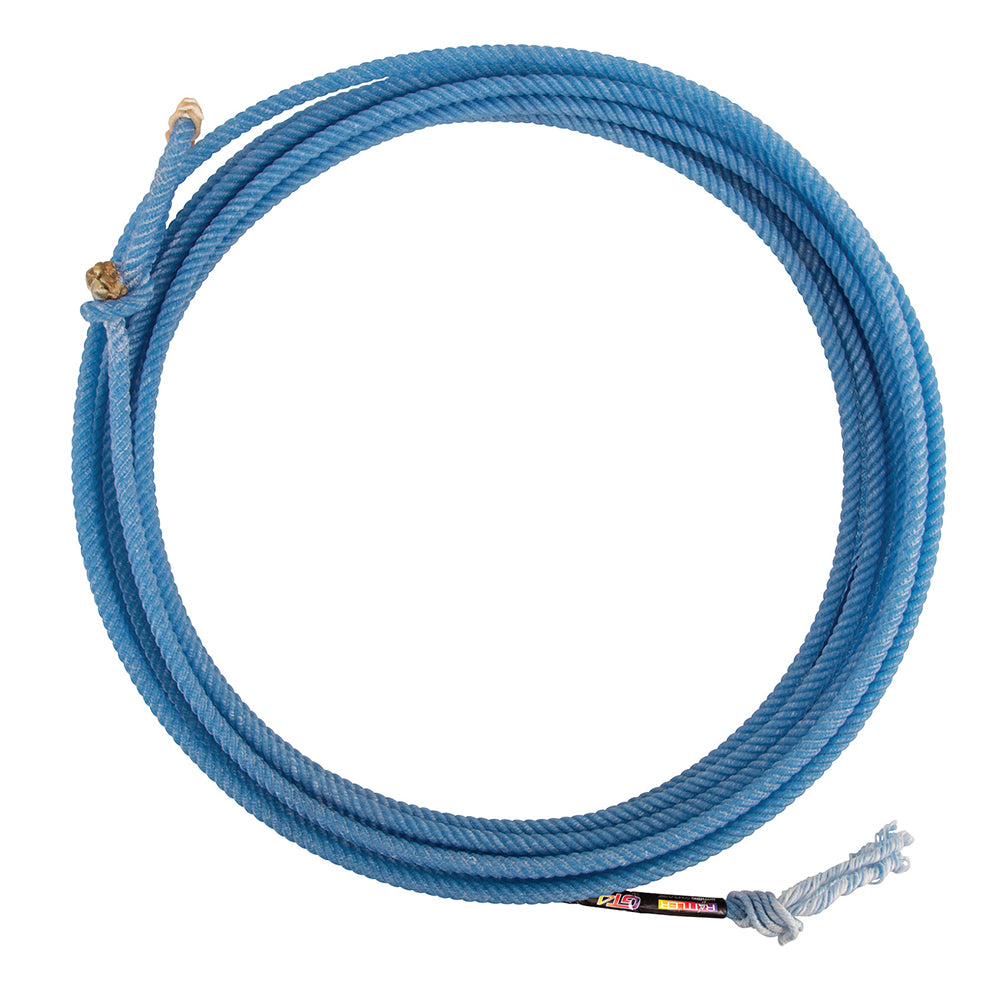 Rattler GT4 Team Rope 3/8" x 30' – 4 Strand Nylon Core Rodeo Rope with Weighted Tip, Fast Swing & Wide Loop Delivery Blue