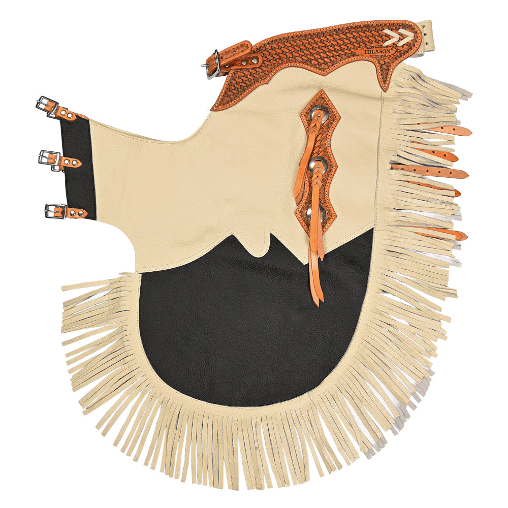 HILASON Bull Riding Chinks Pro Rodeo Western Smooth Leather | Handmade Chaps for Adults Hand Tooled Adult