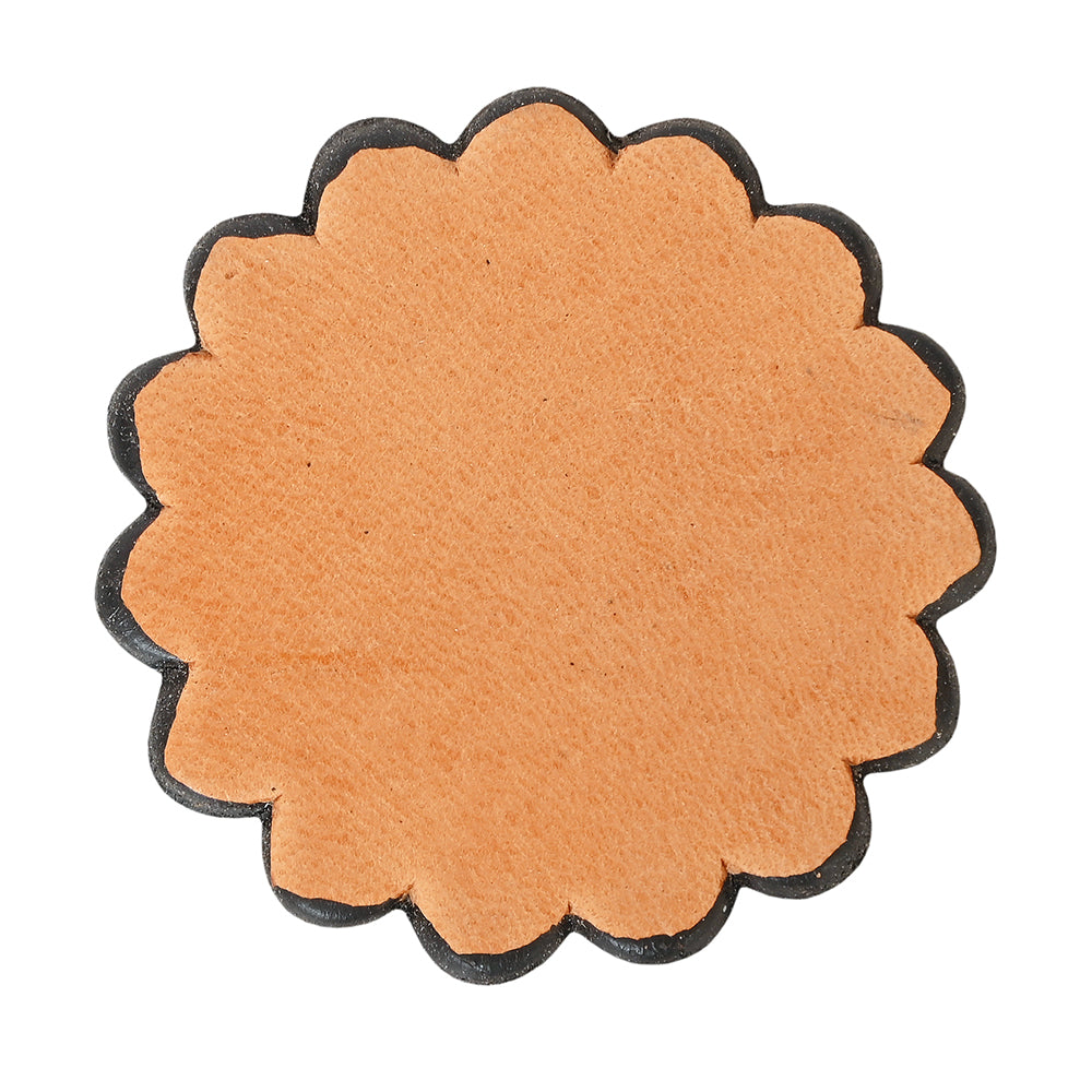 1" Hilason Plain Scalloped Leather Rosette Concho Saddle Tan