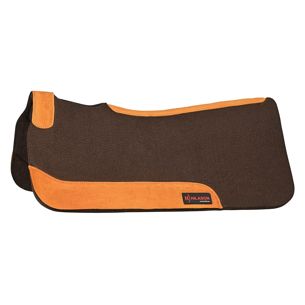 HILASON Western Wool Felt Horse Saddle Pad W/ Distressed Wear Leather | for Horses
