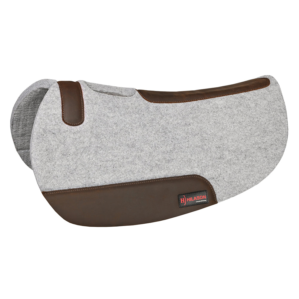 HILASON Western Wool Felt Contoured Horse Saddle Pad W/ Distressed Wear Leather | for Horses