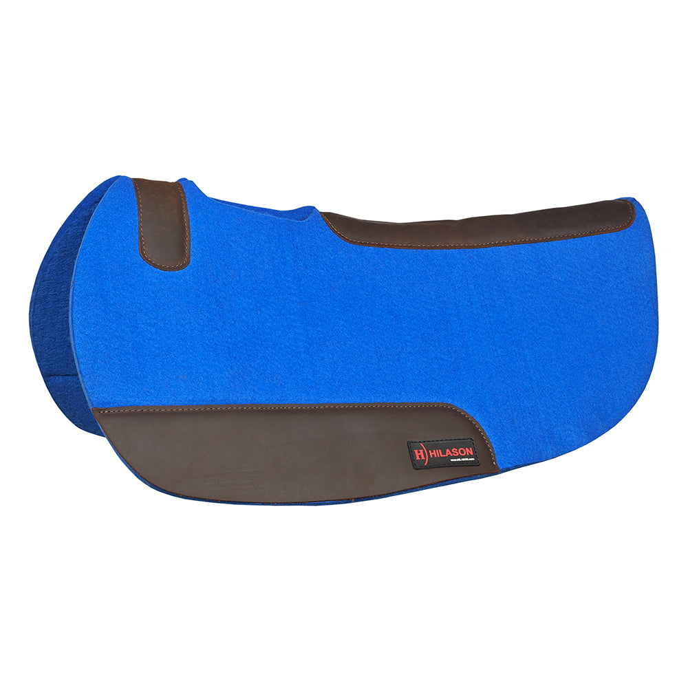 HILASON Western Wool Felt Contoured Horse Saddle Pad W/ Distressed Wear Leather | for Horses