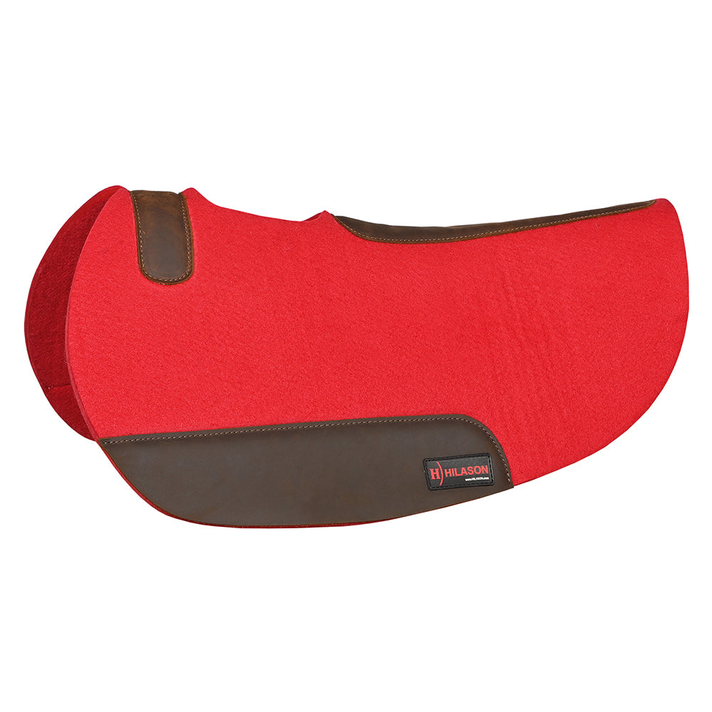 HILASON Western Wool Felt Contoured Horse Saddle Pad W/ Distressed Wear Leather | for Horses