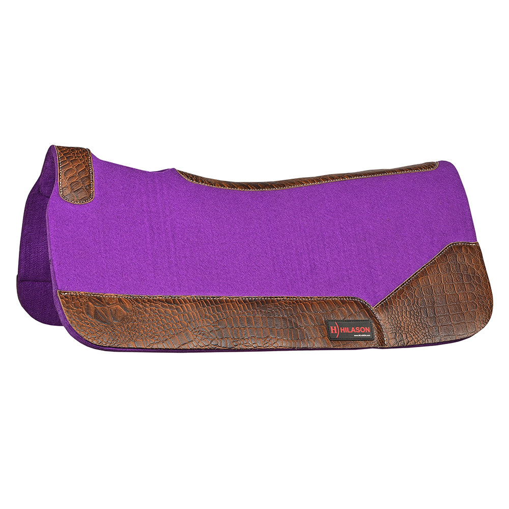 HILASON Western Wool Felt Horse Saddle Pad W/ Distressed Wear Leather | for Horses