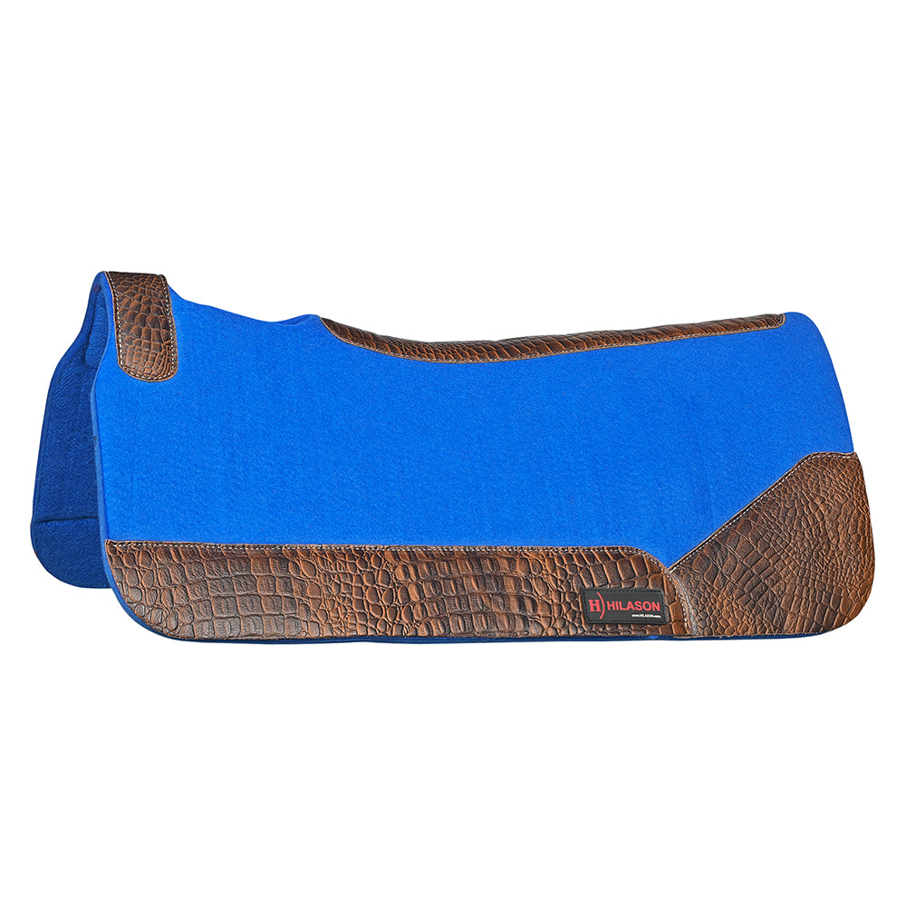 HILASON Western Wool Felt Horse Saddle Pad W/ Distressed Wear Leather | for Horses
