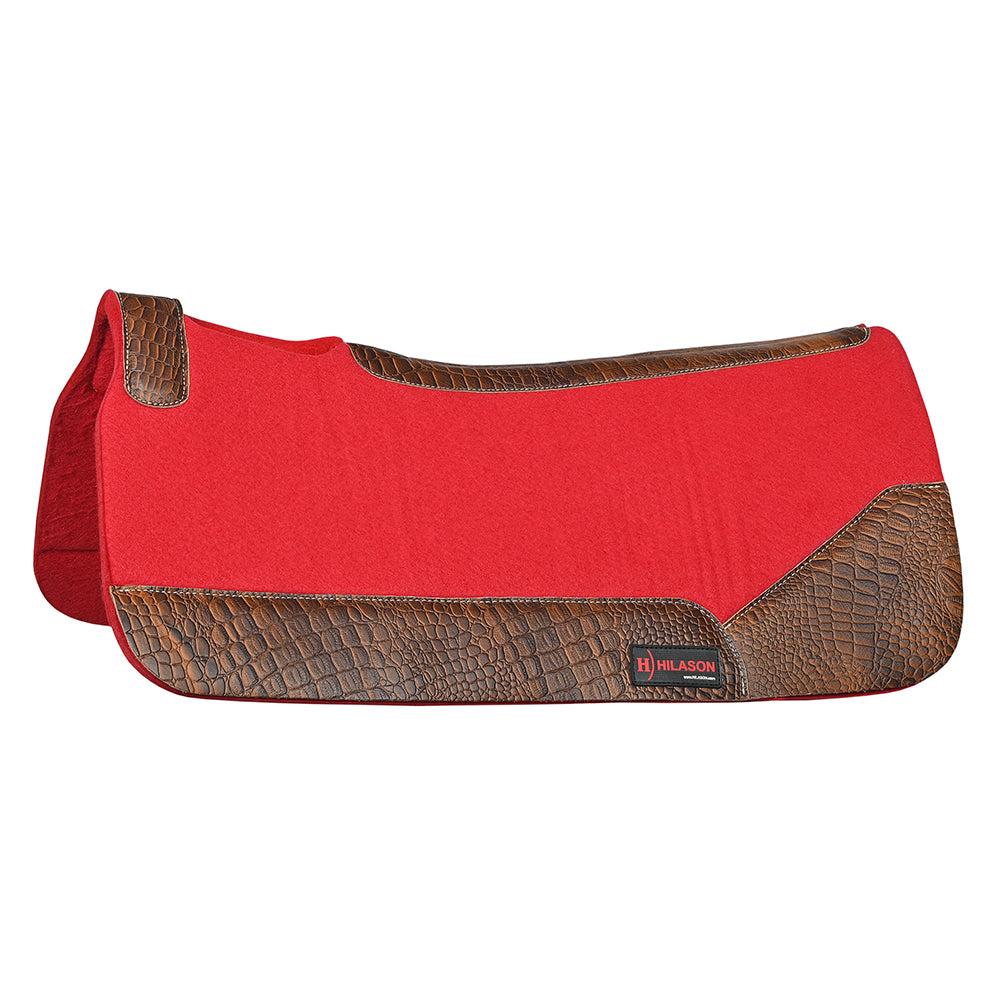 HILASON Western Wool Felt Horse Saddle Pad W/ Distressed Wear Leather | for Horses