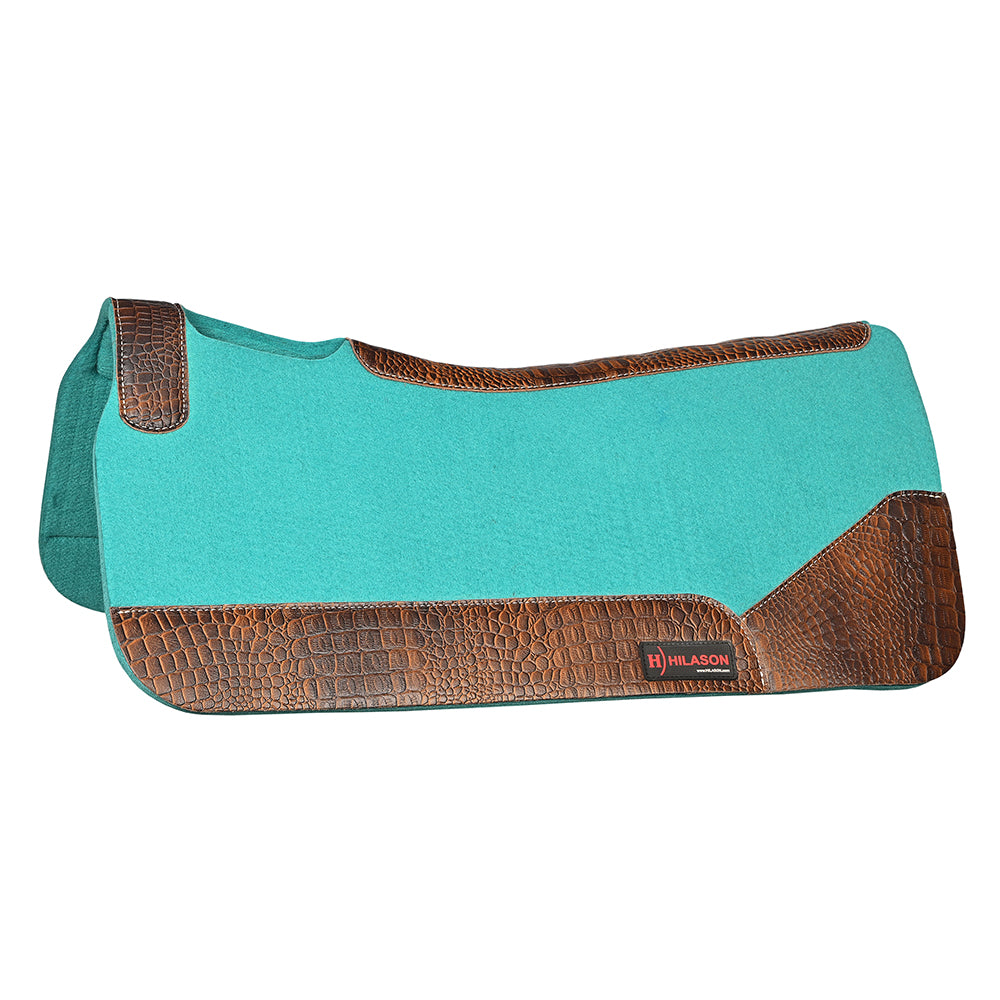 HILASON Western Wool Felt Horse Saddle Pad W/ Distressed Wear Leather | for Horses