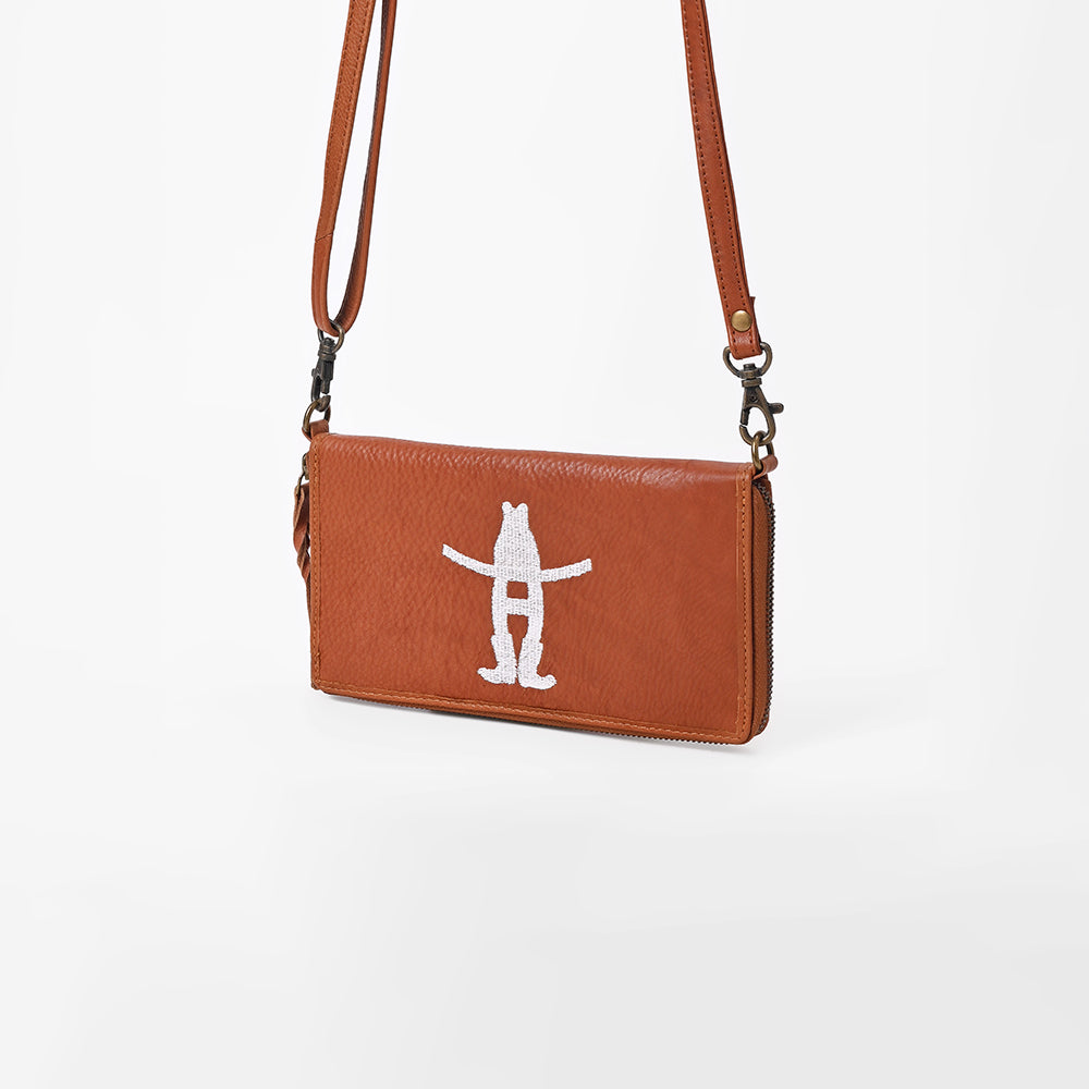 Frontier Rodeo Genuine Leather White Embroidered Organizer Bag | Houston Livestock Show and Rodeo