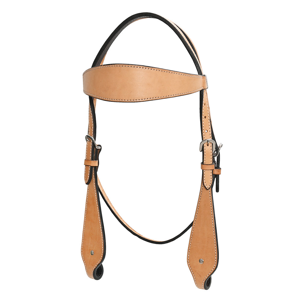 HILASON Western Horse Headstall Breast Collar Set Genuine American Leather Plain Tan | For Horses