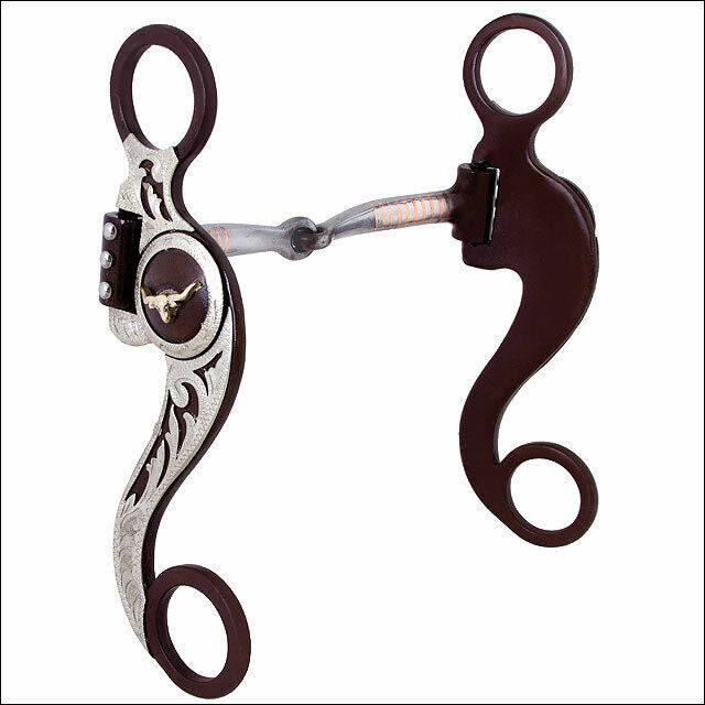 Hilason Brown Steel Horse Show Bit 5" Sweet Iron Snaffle Mouth W/ Copper Inlay