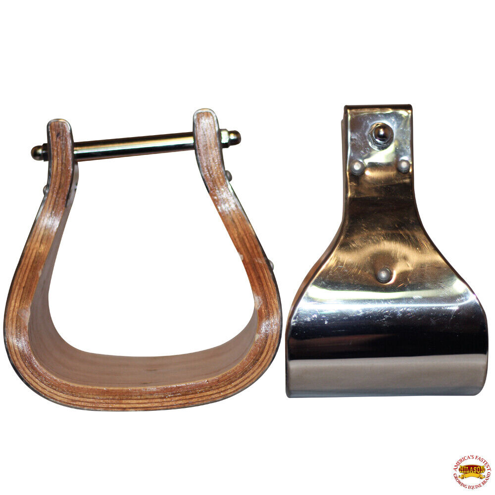 Horse Western Saddle Stainless Steel Bounded Wooden Stirrups Wide Roping