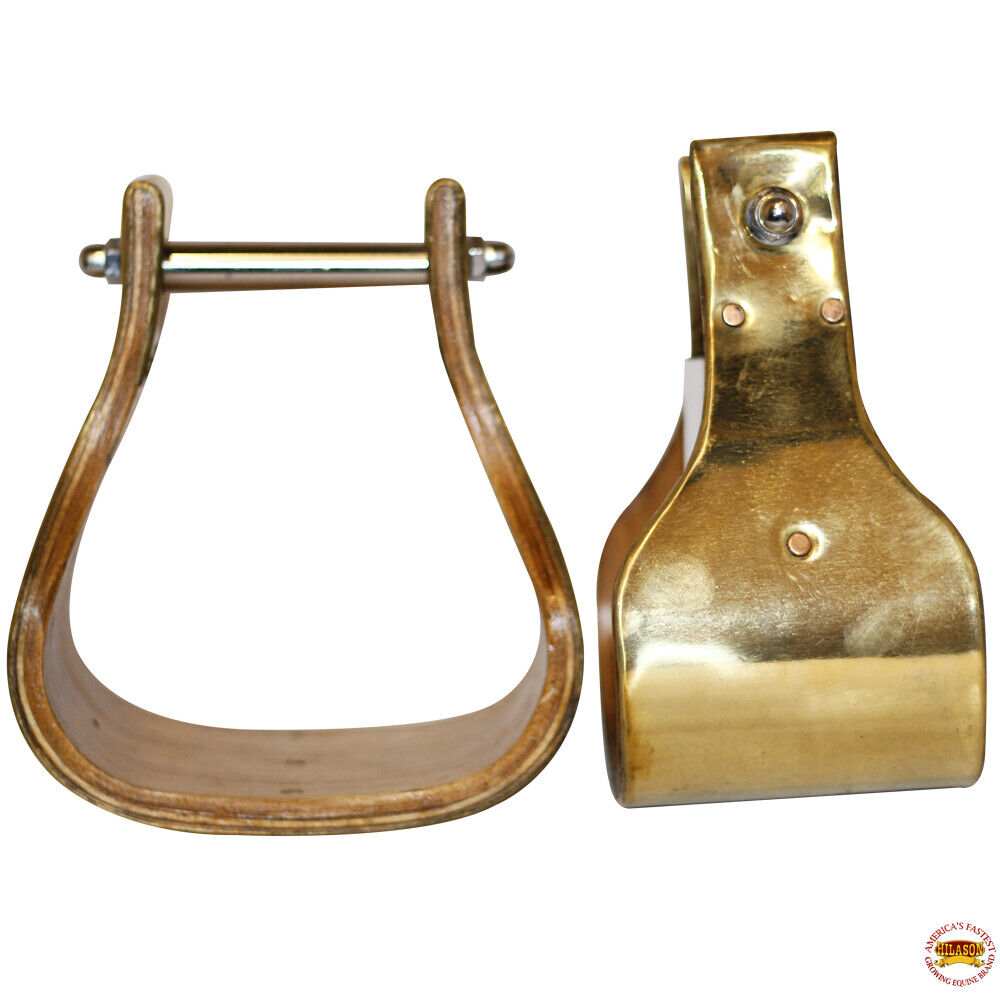 Horse Western Saddle Brass Bounded Wooden Stirrups Wide Roping Hilason
