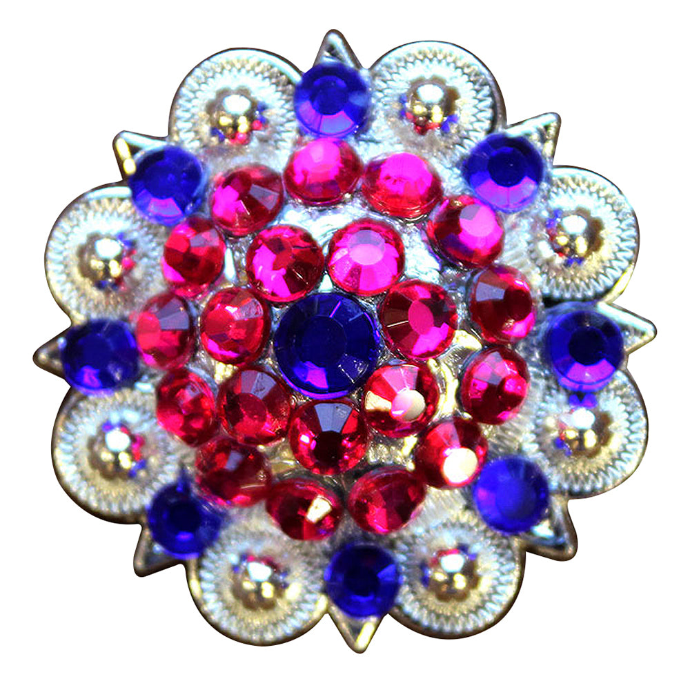 HILASON Western Screw Back Conchos 1.5" Pink Blue Rhinestone