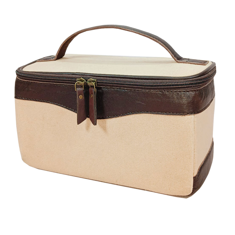 Hilason Canvas Hunter Bag with Genuine Leather Trim & Zipper Closure