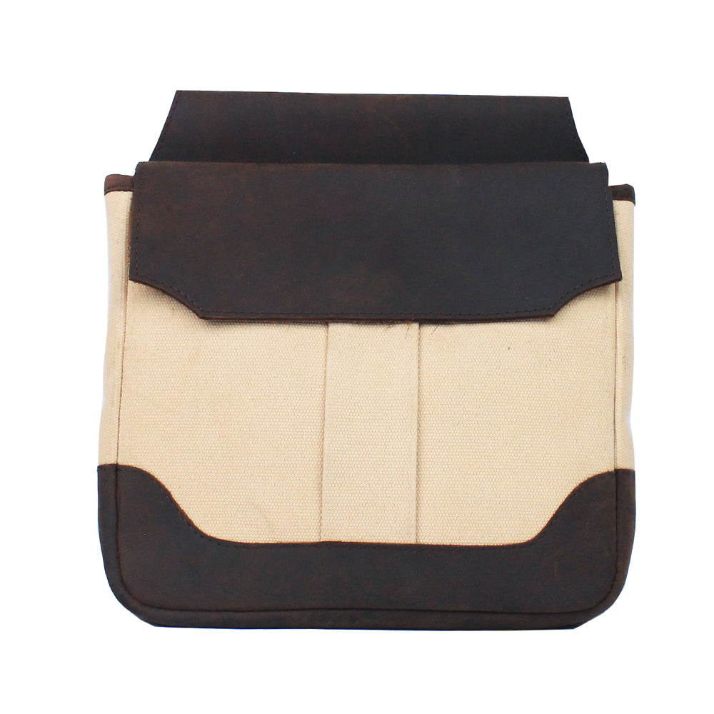 Hilason Canvas Hunter Bag with Dark Brown Leather Flap