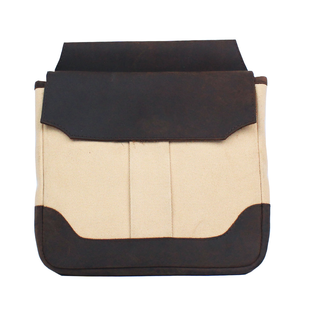 Hilason Canvas Hunter Bag with Dark Brown Leather Flap
